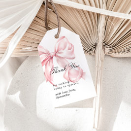 Para Presente Etiqueta de Agradecimento com Laço Rosa Coquette