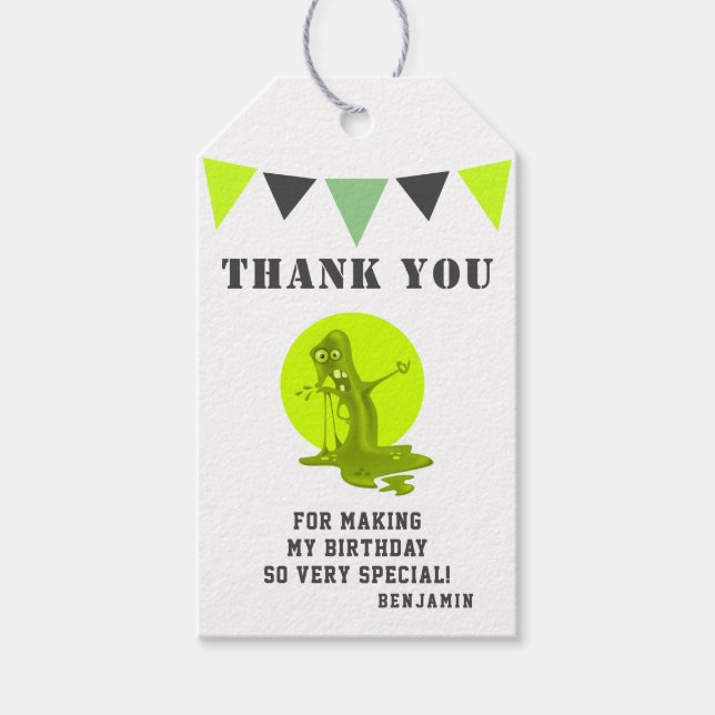 Para Presente Etiqueta de Agradecimento de Aniversário do Monstr (Frente)