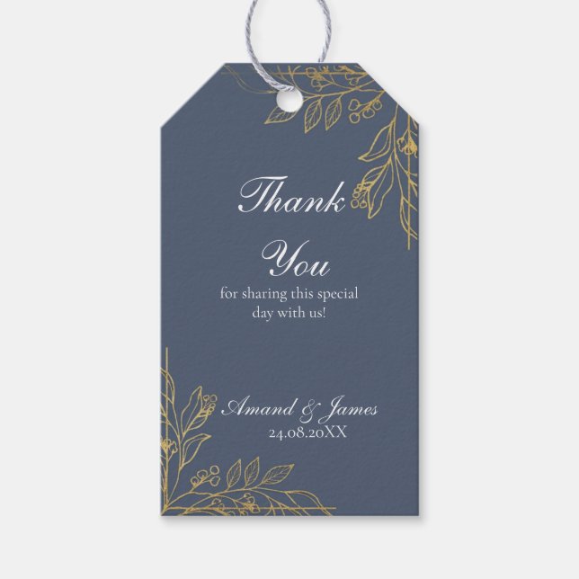 Para Presente Etiqueta de Agradecimento de Casamento Botânico Az (Frente)
