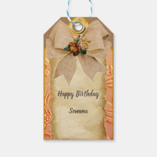 Para Presente Etiqueta de aniversário com aparência de campo