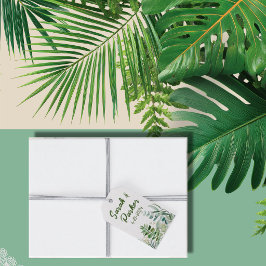 Para Presente Etiqueta de casamento de jardim com folhas verdes