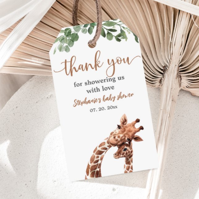 Para Presente Etiqueta de Chá de fraldas Giraffe (Criador carregado)