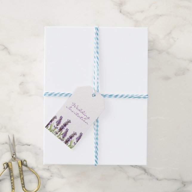 Para Presente Etiqueta de Convite de Casamento de lavanda (Com cordão)