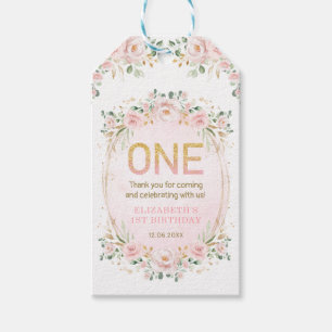 Para Presente Etiqueta de Favor Aniversário Menina Rosa Dourado