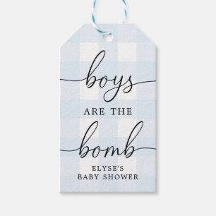 Para Presente Etiqueta de Favor da Bomba Bath Blue Gingham