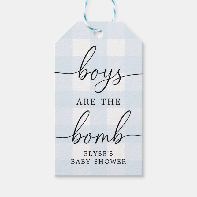 Para Presente Etiqueta de Favor da Bomba Bath Blue Gingham (Frente)