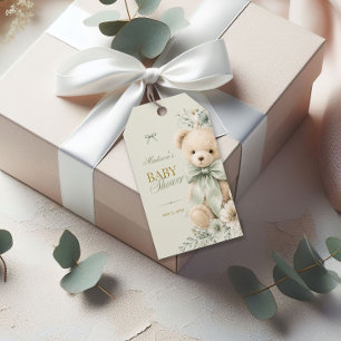 Para Presente Etiqueta de Favor de Baby Shower Urso Teddy Verde 