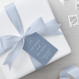 Para Presente Etiqueta de Favor de Casamento Azul Empoeirado Ele