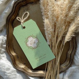 Para Presente Etiqueta de Favor de Casamento Barroco Verde