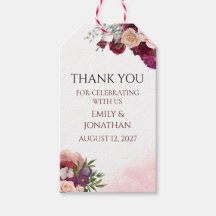 Etiqueta de Favor de Casamento Floral em Aquarela