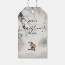 Etiqueta de Favor de Natal Cena de Inverno de Rapo