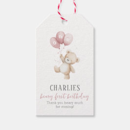 Para Presente Etiqueta de Favor de Urso Primeiro Aniversário Ros