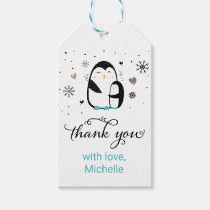 Para Presente Etiqueta de Favor do Bebê de Pinguim de Inverno d