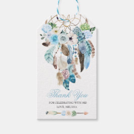 Para Presente Etiqueta de Favor do Dreamcatcher Boho Azul
