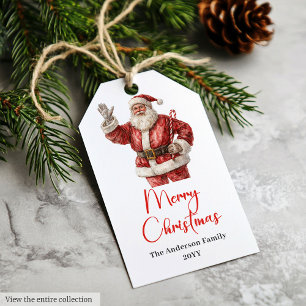 Para Presente Etiqueta de Férias Moderna de Santa Claus com Aqua