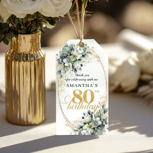 Para Presente Etiqueta de Folha Botânica de 80º Aniversário Boêm