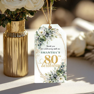 Para Presente Etiqueta de Folha Botânica de Aniversário de 80 an