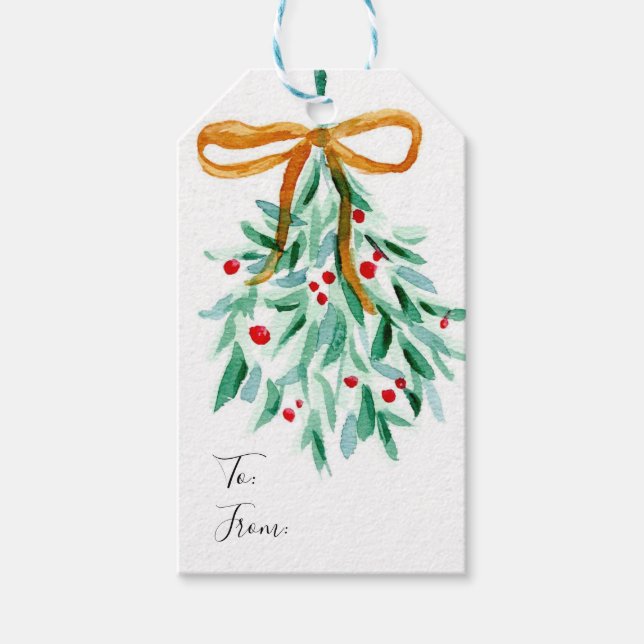 Para Presente Etiqueta de Natal com Visco (Frente)
