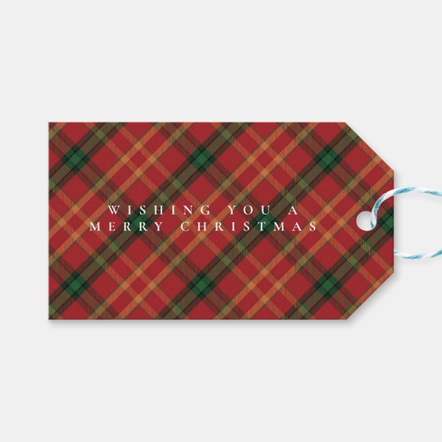 Para Presente Etiqueta de Natal de Xadrez Clássica para/de Prese (Frente (horizontal))