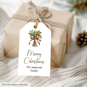 Para Presente Etiqueta de Natal em Aquarela Neutra Vintage Rústi