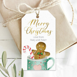 Para Presente Etiqueta de Natal feliz com biscoito de pão de gen
