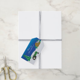 Para Presente Etiqueta de Natal Green Trator & Barn