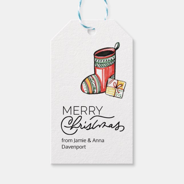 Para Presente Etiqueta de Natal Personalizada com Existências de (Frente)
