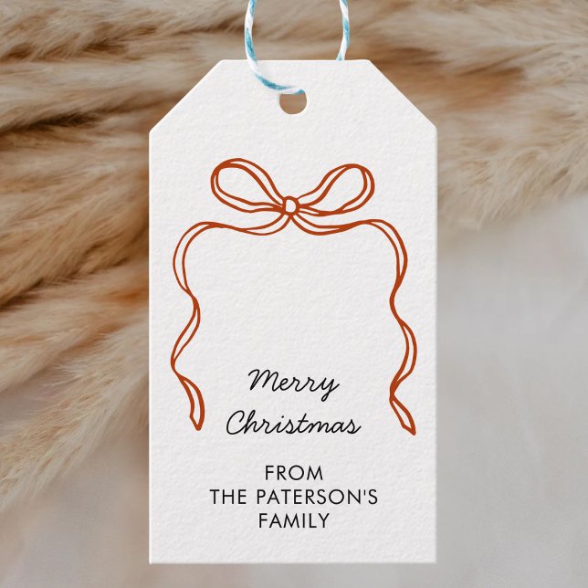 Para Presente Etiqueta de Natal Personalizada com Laço Vermelho (Criador carregado)