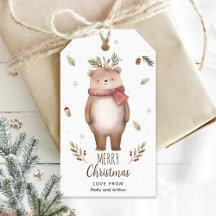 Etiqueta de Natal Personalizada com Urso Justo