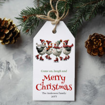 Etiqueta de Natal Personalizável de Frangos Excênt