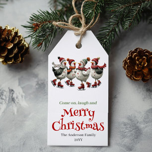Para Presente Etiqueta de Natal Personalizável de Frangos Excênt