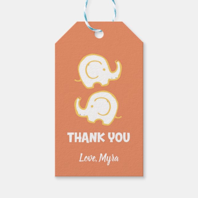 Para Presente Etiqueta de Oferta de Elefante Laranja (Frente)