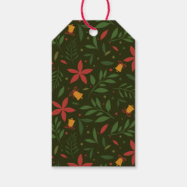 Para Presente Etiqueta de Oferta de Poinsettia & Bell Elegance