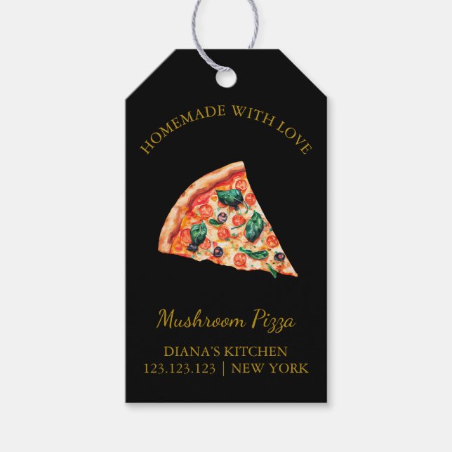 Para Presente Etiqueta de Pizza Simples de Homemade Preta (Frente)
