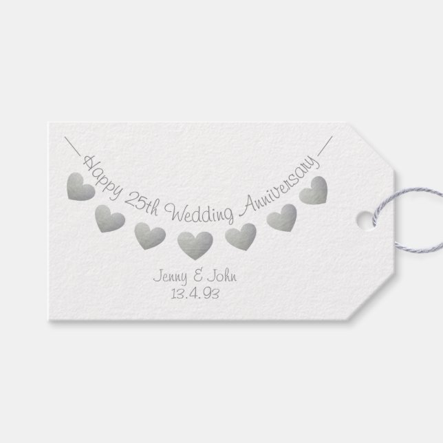 Para Presente etiqueta de prata do 25 Casamento (Frente (horizontal))