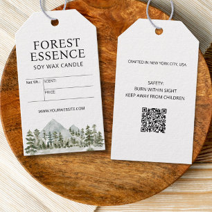 Para Presente Etiqueta de Preço de Vela de Floresta em Aquarela 