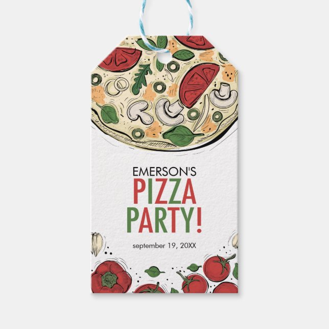 Para Presente Etiqueta de presentes de aniversário da Pizza Part (Frente)