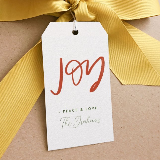 Para Presente Etiqueta de presentes de Natal com exceção de aleg (Hand-lettered joy Christmas personalized gift tags.)