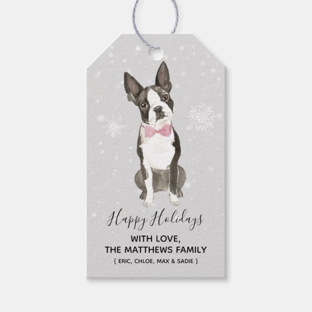 Para Presente Etiqueta de presentes de Natal de Boston Terrier D (Frente)