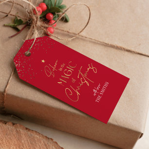 Para Presente Etiqueta de presentes de Natal Dourada Cláusula de