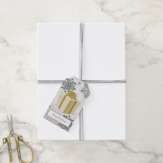 Para Presente Etiqueta de presentes de Natal Dourado (Com cordão)