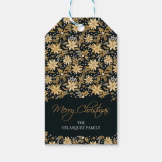 Para Presente Etiqueta de presentes de Natal, Poinsettia Dourada