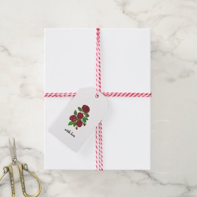 Para Presente Etiqueta de presentes do rosa vermelha (Com cordão)
