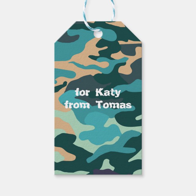 Para Presente Etiqueta de presentes personalizada de camuflagem (Frente)