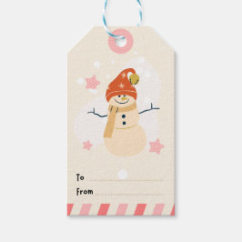 Para Presente Etiqueta de Regalo con Muñeco de Nieve y Estrellas