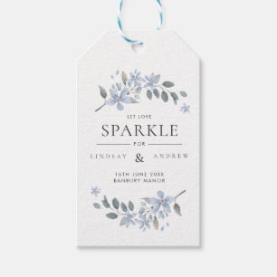 Para Presente Etiqueta de Reparador de Casamento Floral Azul de