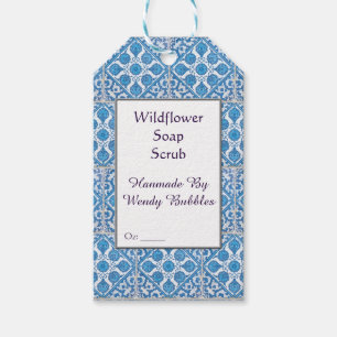 Para Presente Etiqueta de sabão de Azulejo Cornflower Blue Faux