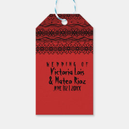 Para Presente Etiqueta de Vinho de Noiva em Renda Gótica Vermelh