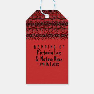 Para Presente Etiqueta de Vinho de Noiva em Renda Gótica Vermelh