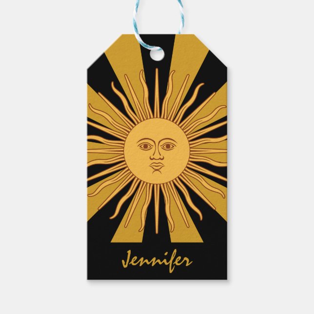 Para Presente Etiqueta Gift Argentina, Sol Ouro, Sol de Mayo (Frente)